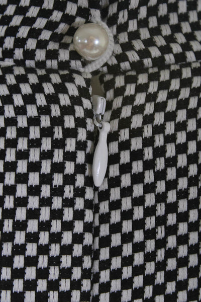 Peggy Jennings Womens Woven Check V Neck Sheath Dress Black White Size 10