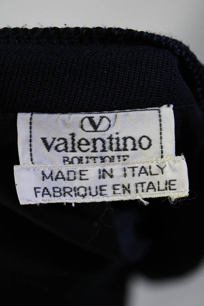 Valentino Boutique Womens Open Front Cropped Jacket Navy Blue Wool Size 4