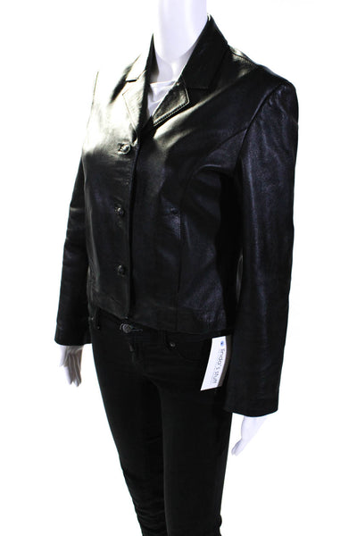 Versace Jeans Couture Womens Three Button Leather Jacket Black Size Medium