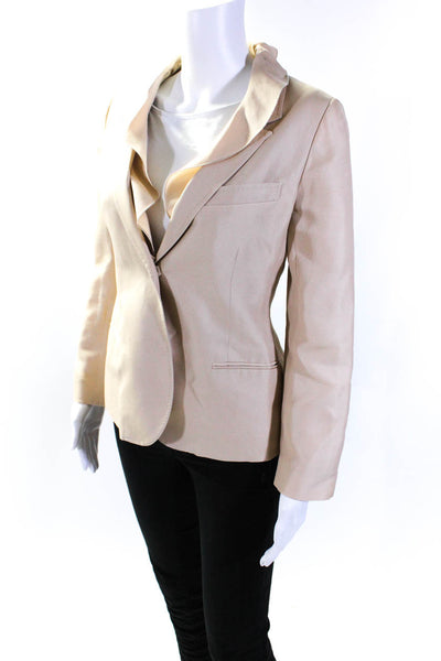 Valentino Womens Two Button Collared Notched Lapel Silk Jacket Brown Size 6