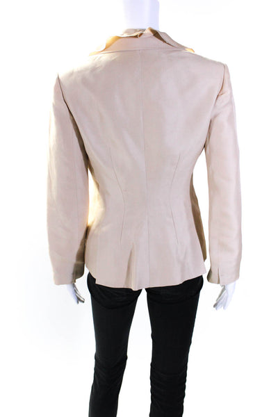 Valentino Womens Two Button Collared Notched Lapel Silk Jacket Brown Size 6