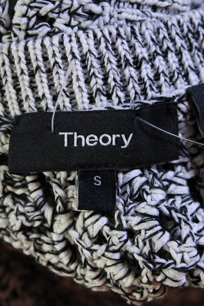 Theory Womens Heather Gray Open Knit Crew Neck Sleeveless Tunic Blouse Top SizeS