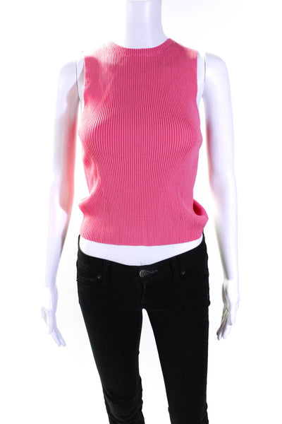 Misa Womens Coral Ribbed Crew Neck Sleeveless Blouse Top Size XS