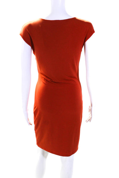 Graham & Spencer Womens Orange Drape Crew Neck Sleeveless Shift Dress Size P