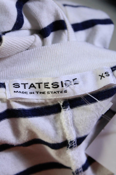 Stateside Womens White Cotton Striped Crew Neck Sleeveless Maxi Dress Size XS