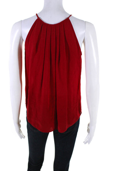 Joie Womens Sleeveless Scoop Neck Silk Draped Top Blouse Red Size Extra Small