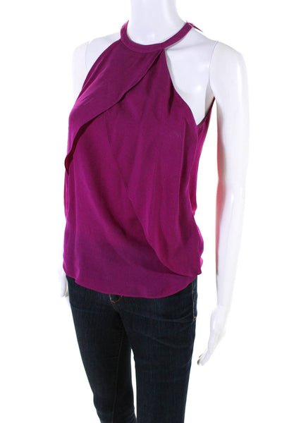 ALC Womens Sleeveless Crew Neck Layered Silk Top Dark Fuchsia Size 2