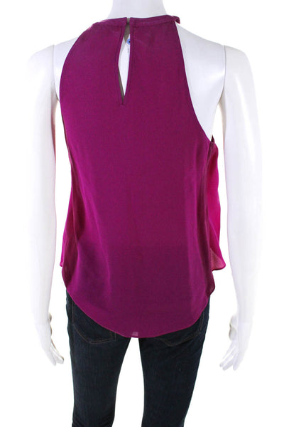 ALC Womens Sleeveless Crew Neck Layered Silk Top Dark Fuchsia Size 2