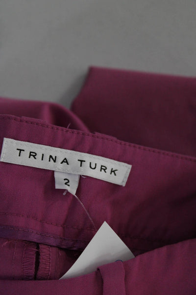 Trina Turk Womens Four Pocket Mid-Rise Hook Closure Tapered Pants Pink Size 2