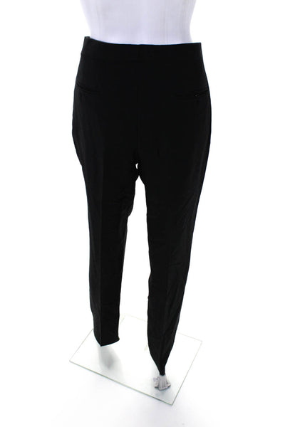Saint Laurent Womens Wool High Rise Zip Up Straight Leg Pants Black Size 52