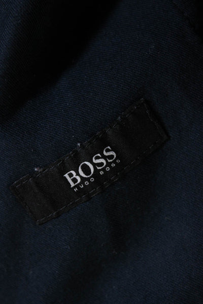 Hugo Boss Mens Cotton Knit Drawstring Waist Casual Pants Navy Blue Size 28R