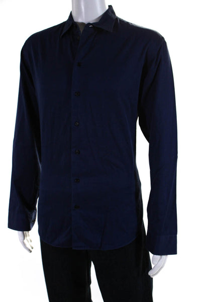 Armani Collezioni Men's Long Sleeves Button Down Shirt Navy Blue Size L