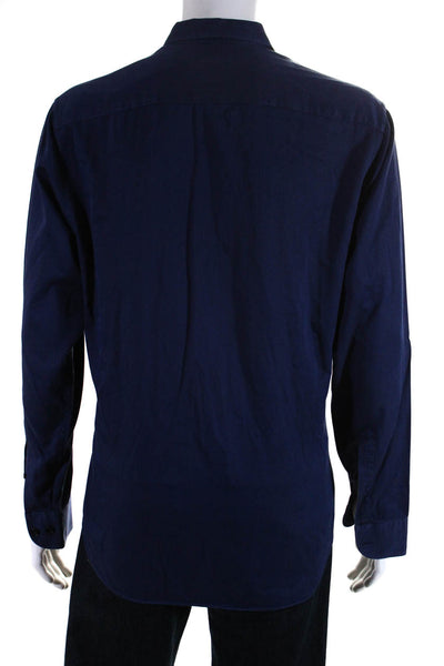 Armani Collezioni Men's Long Sleeves Button Down Shirt Navy Blue Size L