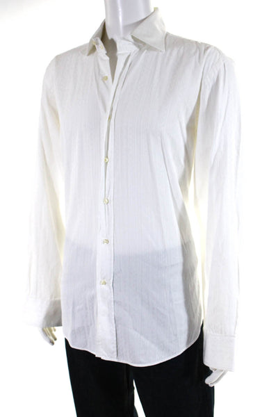 Etro Men's Long Sleeves Collared Button Down Shirt White Size 42