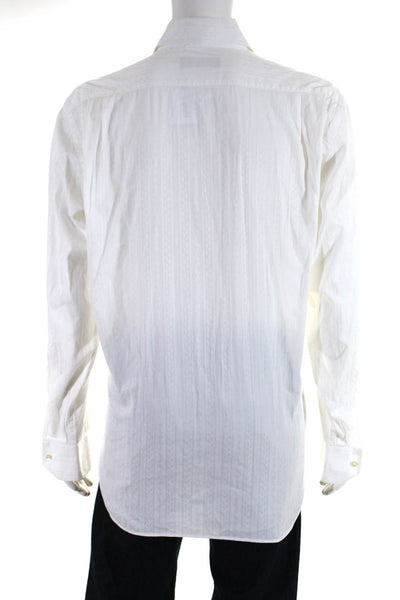 Etro Men's Long Sleeves Collared Button Down Shirt White Size 42