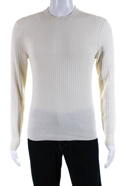 Charles Tyrwhitt Mens Cotton Long Sleeve Ribbed T shirt Cream Size S
