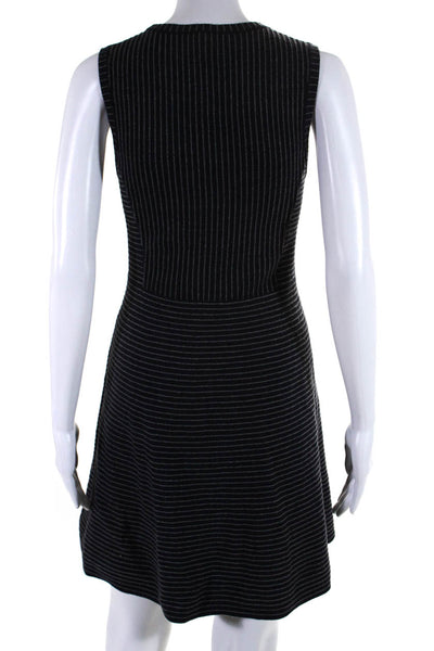 Theory Womens Wool Striped Sleeveless Knit A Line Dress Navy Size S