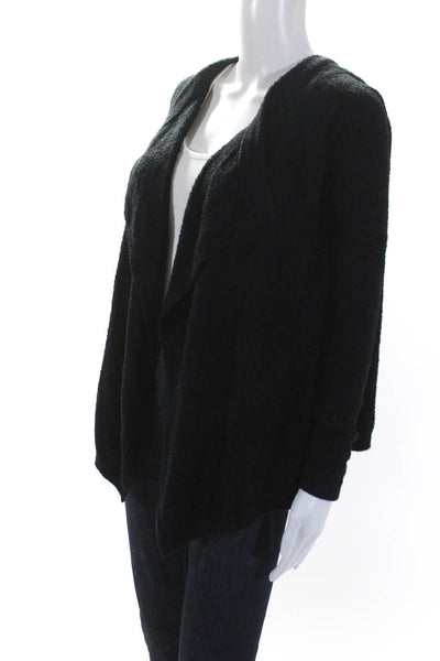 Barefoot Dreams® Womens Fleece Knit Draped Cardigan Sweater Top Black Size XS/S