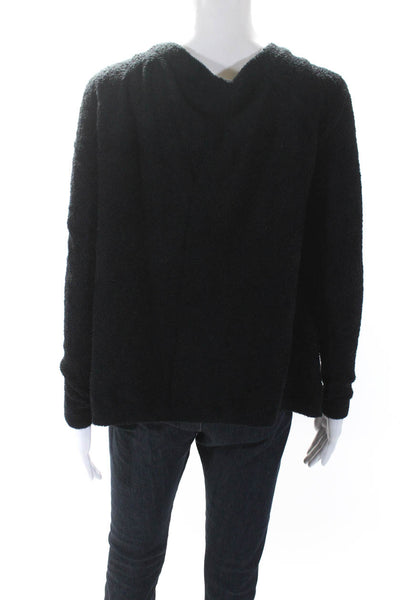 Barefoot Dreams® Womens Fleece Knit Draped Cardigan Sweater Top Black Size XS/S