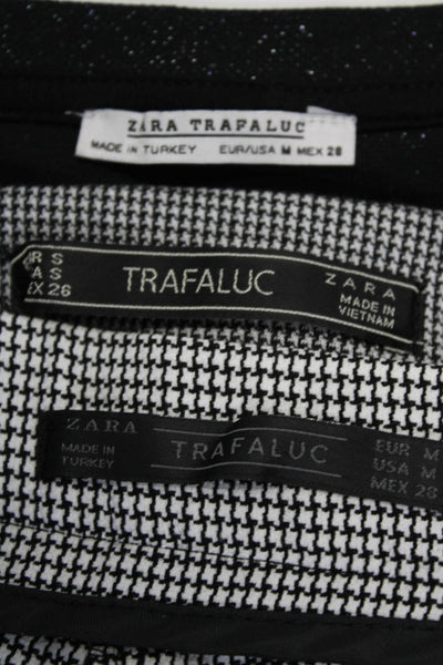 Zara Trafaluc Womens Sparkly Round Neck Cropped T-Shirt Top Black Size S M Lot 3