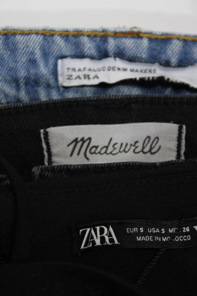 Madewell Women's Button Closure Pockets Raw Hem Mini Skirt Black Size 27 Lot 3