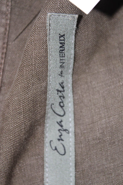 Enza Costa Women's Collared Cinch Waist Pockets Short Romper Olive Green Size 1
