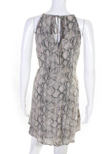 Bella Dahl Women's Scoop Neck Sleeveless Snake Print Mini Dress Beige Size M