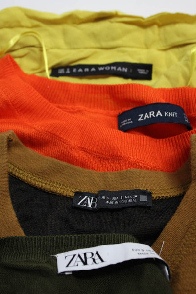 Zara Women's Crewneck Longs Sleeves Pullover Sweater Green Orange Size S Lot 4