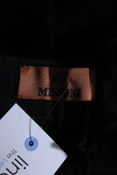 Missoni Womens Mid Rise Jacquard Straight Leg Pleated Pants Black Size IT 40