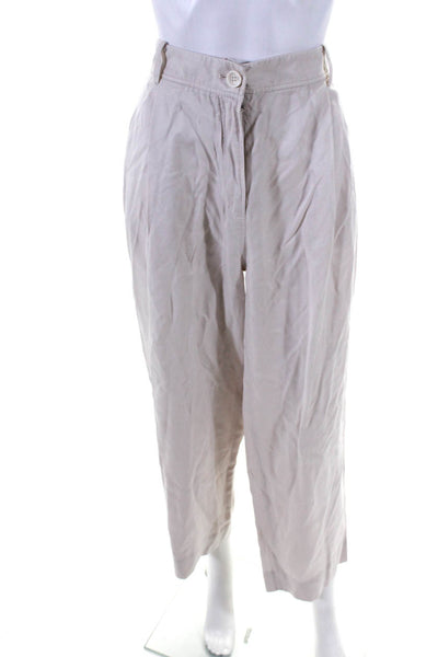 R Label The Reset Womens Pleated High-Rise Straight Leg Pants Beige Size XL