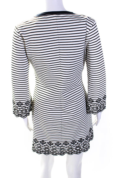 Derek Lam 10 Crosby Womens White/Black Striped Short Sleeve Shift Dress Size S