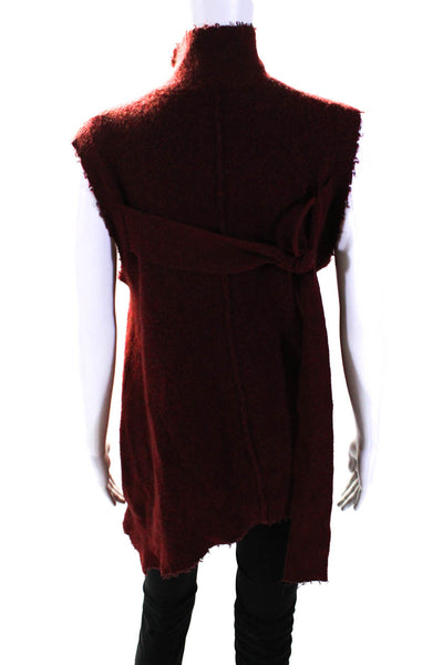 3.1 Phillip Lim Womens Distressed Knit Sleeveless Turtleneck Sweater Red Size XS