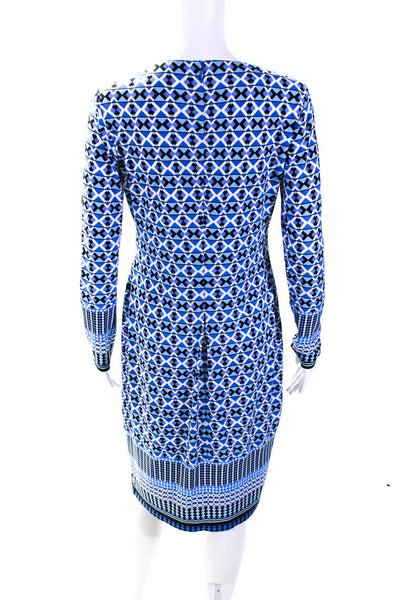 Donna Morgan Womens Back Zip 3/4 Sleeve Abstract Sheath Dress Blue Size 6