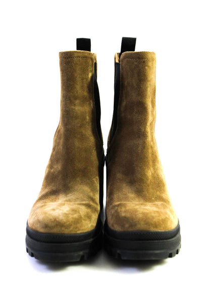 Veronica Beard Womens Suede Platform Block Heel Ankle Boots Brown Size 6.5