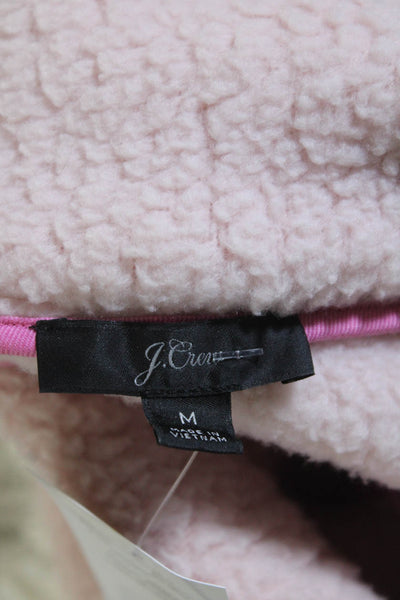 J Crew Womens Fleece Mock Neck 1/2 Zip Up Pullover Sweater Light Pink Size M