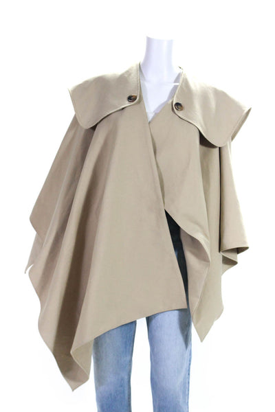 VanNzill Womens Suede Collared Buttoned Draped Cape Jacket Beige Size L