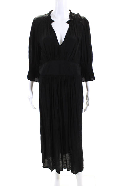 Ba&Sh Womens Long Sleeve V Neck Maxi Dress Black Size L