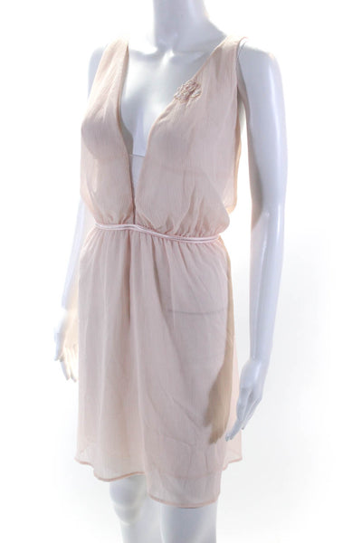 Lise Charmel Women's V-Neck Spaghetti Straps Line Mini Dress Pink Size L