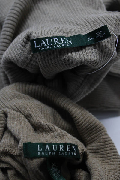 Lauren Ralph Lauren Womens Ribbed Long Sleeve Turtleneck Top Beige Size XL Lot 2