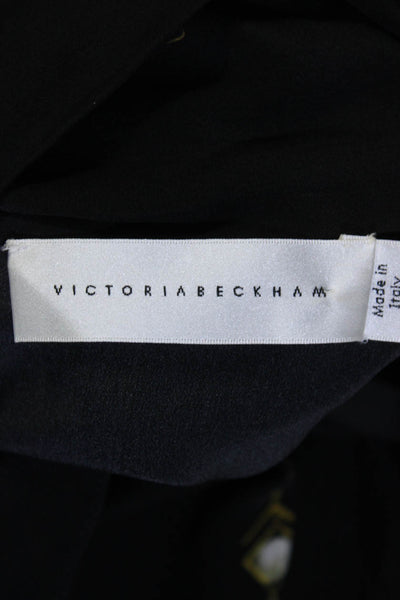 Victoria Beckham Women's Collared Sleeveless Button Down Blouse Black Size 4