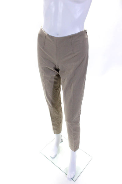 Theory Women's Zip Closure Flat Front Straight Leg Dress Pant Beige Size 4