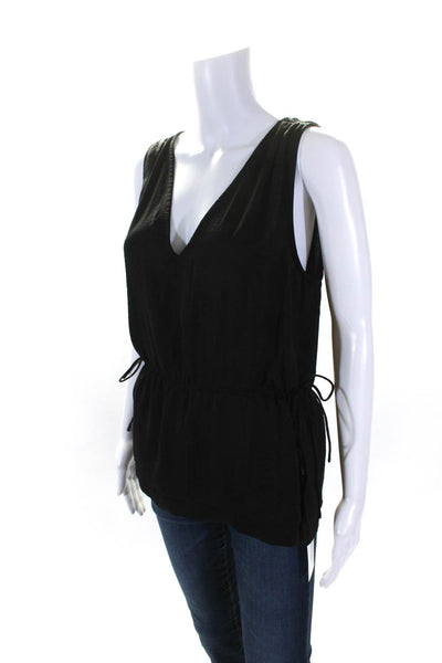 Brochu Walker Women's V-Neck Sleeveless Cinch Waist Blouse Black Size M