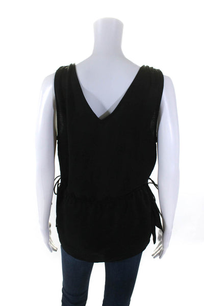 Brochu Walker Women's V-Neck Sleeveless Cinch Waist Blouse Black Size M