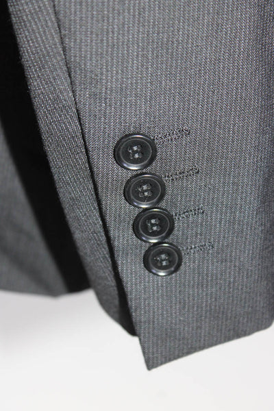 Oscar de la Renta Mens Wool Striped Print Button Collar Blazer Black Size EUR38S