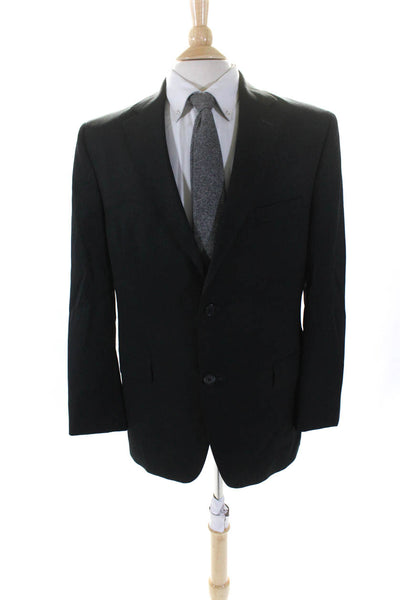Jack Victor Mens Wool Buttoned Collar Long Sleeve Blazer Jacket Black Size EUR42