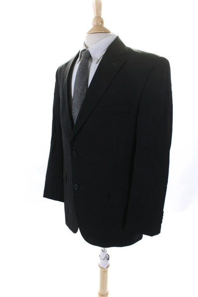 Jack Victor Mens Wool Buttoned Collar Long Sleeve Blazer Jacket Black Size EUR42