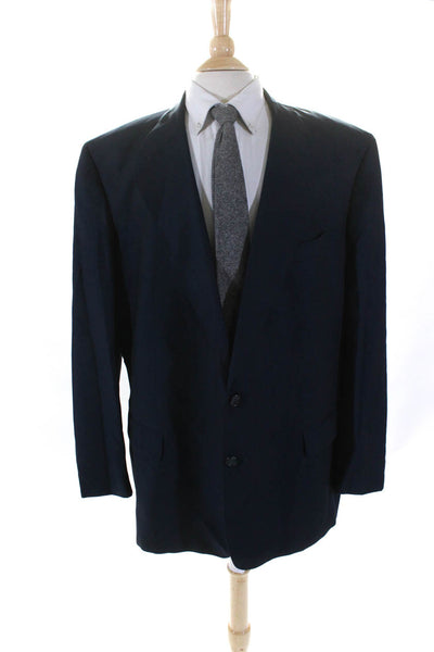 Ermenegildo Zegna Mens Wool Buttoned Collared Long Sleeve Blazer Navy Size EUR52