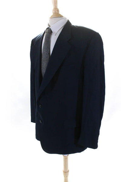 Ermenegildo Zegna Mens Wool Buttoned Collared Long Sleeve Blazer Navy Size EUR52