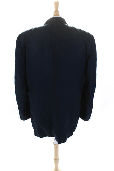 Ermenegildo Zegna Mens Wool Buttoned Collared Long Sleeve Blazer Navy Size EUR52