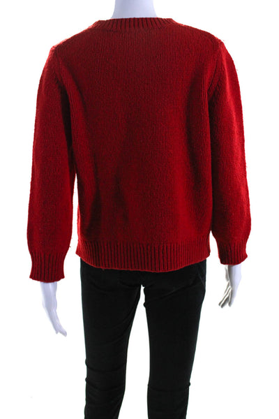 Marc Jacobs Womens The Sweater Crew Neck 3/4 Sleeve Pullover Red Black Size XL